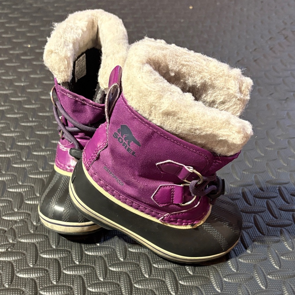 Sorel Kids' Plum and Black Snow Boots